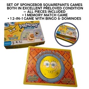 Set Of 2 SpongeBob SquarePants Games ▪︎ Memory Game & 2-in-1 Dominoes/BINGO